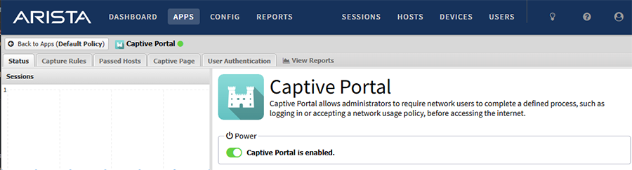 Captive Portal as enabled
